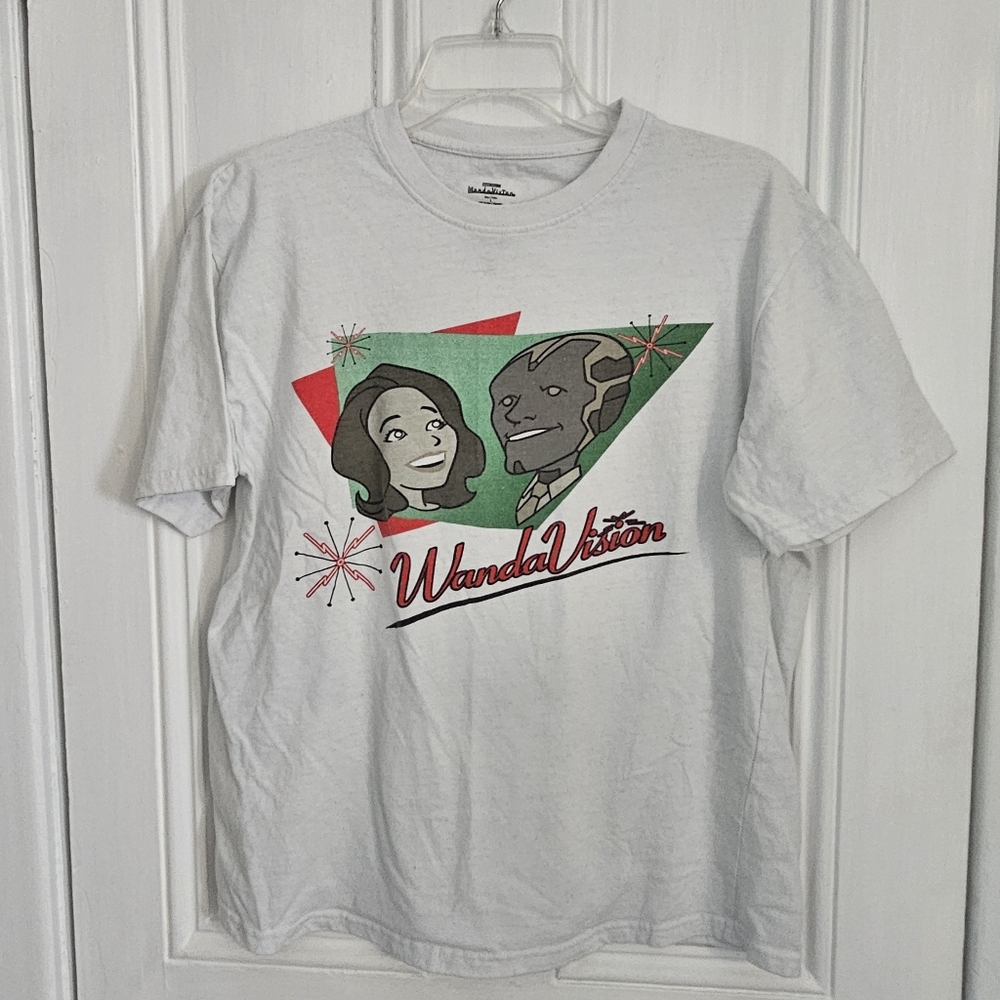 Wanda Vision Shirt Adult Large White Marvel Studios Cartoon Comics Mens Womens